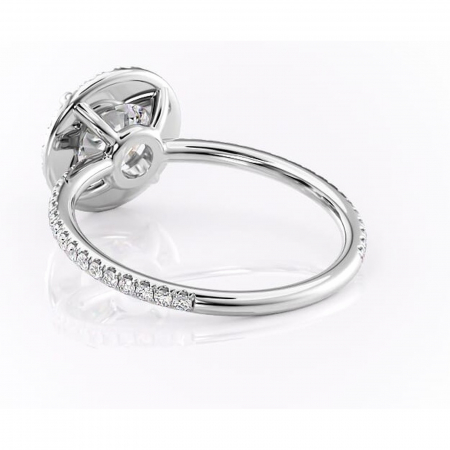 Inel de logodnă Celeste din aur Alb 14kt cu moissanite tăietură rotundă – Halo rafinată pentru profil mediu | Personalizează și configurează gratuit online [3]