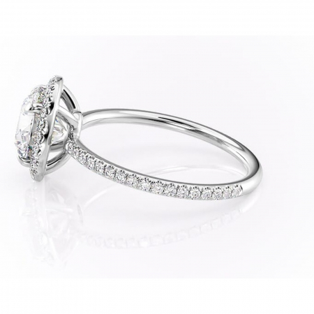 Inel de logodnă Celeste din aur Alb 14kt cu moissanite tăietură rotundă – Halo rafinată pentru profil mediu | Personalizează și configurează gratuit online [5]