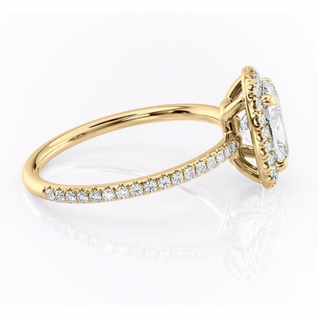 Inel de logodnă Celeste din aur Galben 14kt cu moissanite tăietură asscher – Halo rafinată pentru profil mediu | Personalizează și configurează gratuit online [1]