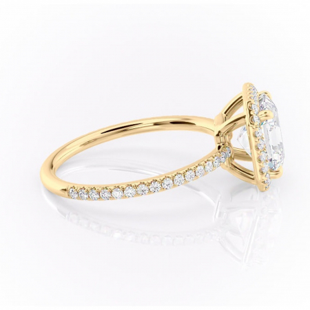 Inel de logodnă Celeste din aur Galben 14kt cu moissanite tăietură asscher – Halo rafinată pentru profil mediu | Personalizează și configurează gratuit online [1]