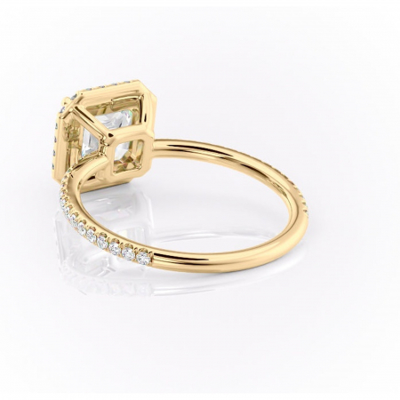 Inel de logodnă Celeste din aur Galben 14kt cu moissanite tăietură asscher – Halo rafinată pentru profil mediu | Personalizează și configurează gratuit online [3]