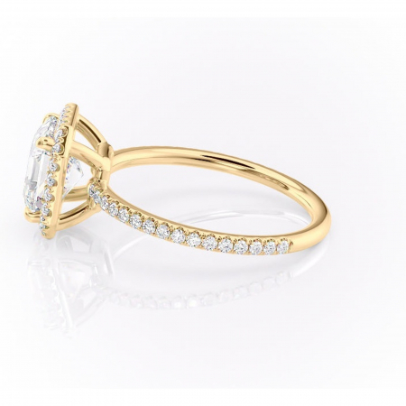 Inel de logodnă Celeste din aur Galben 14kt cu moissanite tăietură asscher – Halo rafinată pentru profil mediu | Personalizează și configurează gratuit online [5]