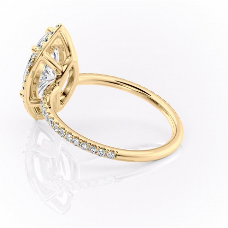 Inel de logodnă Celeste din aur Galben 14kt cu moissanite tăietură marquise – Halo rafinată pentru profil mediu | Personalizează și configurează gratuit online [4]