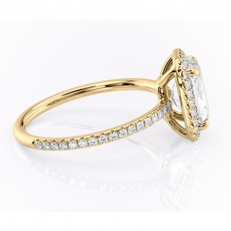 Inel de logodnă Celeste din aur Galben 18kt cu moissanite tăietură radiantă – Halo rafinată pentru profil mediu | Personalizează și configurează gratuit online [1]