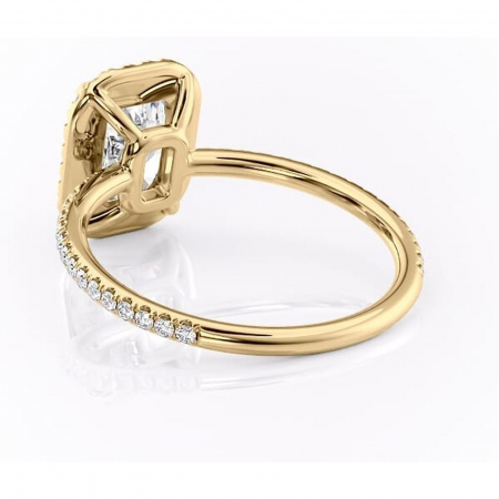 Inel de logodnă Celeste din aur Galben 18kt cu moissanite tăietură radiantă – Halo rafinată pentru profil mediu | Personalizează și configurează gratuit online [3]
