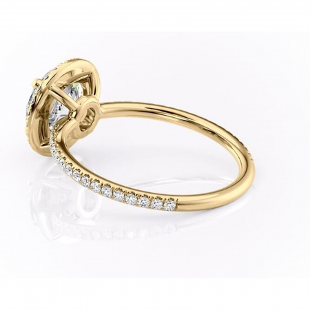 Inel de logodnă Celeste din aur Galben 14kt cu moissanite tăietură rotundă – Halo rafinată pentru profil mediu | Personalizează și configurează gratuit online [4]