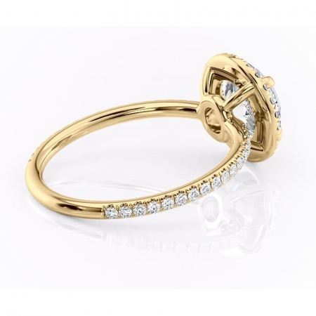 Inel de logodnă Celeste din aur Galben 14kt cu moissanite tăietură rotundă – Halo rafinată pentru profil mediu | Personalizează și configurează gratuit online [2]