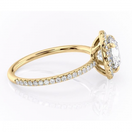 Inel de logodnă Celeste din aur Galben 14kt cu moissanite tăietură rotundă – Halo rafinată pentru profil mediu | Personalizează și configurează gratuit online [1]