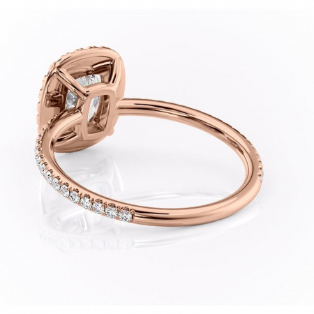 Inel de logodnă Celeste din aur Rose 14kt cu moissanite tăietură asscher – Halo rafinată pentru profil mediu | Personalizează și configurează gratuit online [3]