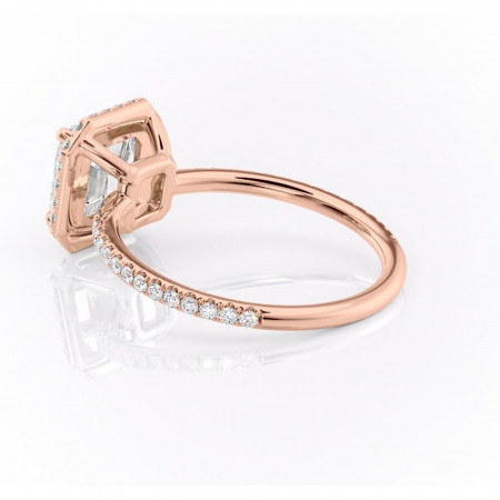 Inel de logodnă Celeste din aur Rose 14kt cu moissanite tăietură asscher – Halo rafinată pentru profil mediu | Personalizează și configurează gratuit online [4]