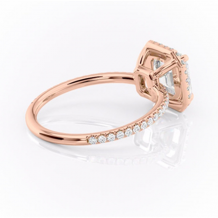 Inel de logodnă Celeste din aur Rose 14kt cu moissanite tăietură asscher – Halo rafinată pentru profil mediu | Personalizează și configurează gratuit online [2]