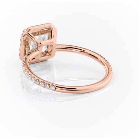 Inel de logodnă Celeste din aur Rose 14kt cu moissanite tăietură asscher – Halo rafinată pentru profil mediu | Personalizează și configurează gratuit online [3]