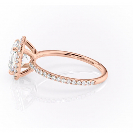 Inel de logodnă Celeste din aur Rose 14kt cu moissanite tăietură asscher – Halo rafinată pentru profil mediu | Personalizează și configurează gratuit online [5]