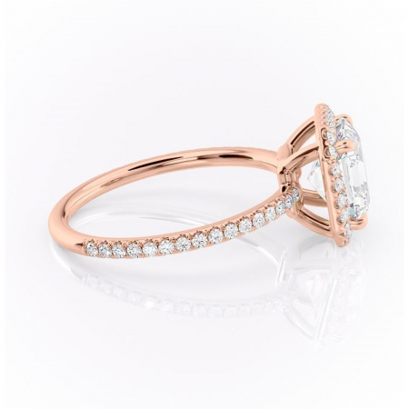 Inel de logodnă Celeste din aur Rose 14kt cu moissanite tăietură asscher – Halo rafinată pentru profil mediu | Personalizează și configurează gratuit online [1]