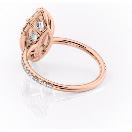 Inel de logodnă Celeste din aur Rose 14kt cu moissanite tăietură marquise – Halo rafinată pentru profil mediu | Personalizează și configurează gratuit online [3]