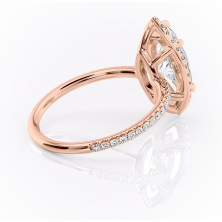 Inel de logodnă Celeste din aur Rose 14kt cu moissanite tăietură marquise – Halo rafinată pentru profil mediu | Personalizează și configurează gratuit online [2]