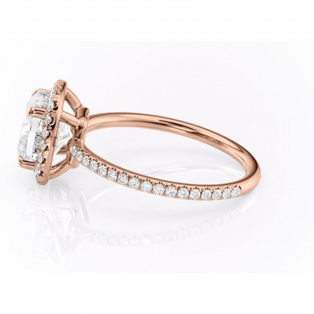 Inel de logodnă Celeste din aur Rose 18kt cu moissanite tăietură pernă – Halo rafinată pentru profil mediu | Personalizează și configurează gratuit online [5]