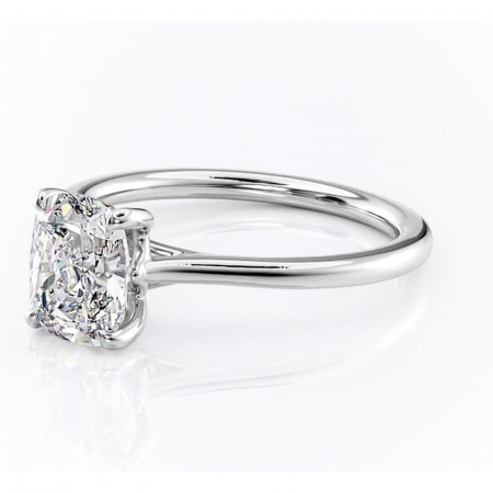 Inel de logodnă Charlotte din aur Alb 14kt cu moissanite tăietură pernă – Solitar rafinată pentru profil mediu | Personalizează și configurează gratuit online [6]