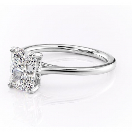 Inel de logodnă Charlotte din aur Alb 14kt cu moissanite tăietură radiantă – Solitar rafinată pentru profil mediu | Personalizează și configurează gratuit online [6]