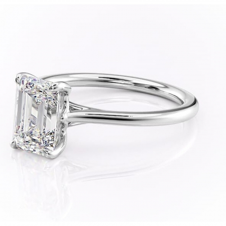 Inel de logodnă Charlotte din aur Alb 14kt cu moissanite tăietură smarald – Solitar rafinată pentru profil mediu | Personalizează și configurează gratuit online [6]