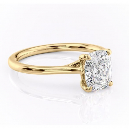 Aur galben - Inel de logodnă Charlotte din aur Galben 14kt cu moissanite tăietură pernă – Solitar rafinată pentru profil mediu | Personalizează și configurează gratuit online
