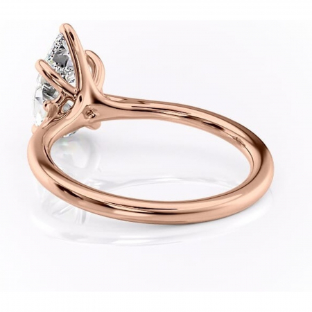 Inel de logodnă Charlotte din aur Rose 14kt cu moissanite tăietură pară – Solitar rafinată pentru profil mediu | Personalizează și configurează gratuit online [3]