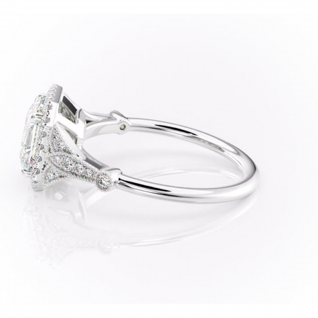 Inel de logodnă Citrina din aur Alb 14kt cu moissanite tăietură asscher – Halo rafinată pentru profil mediu | Personalizează și configurează gratuit online [5]