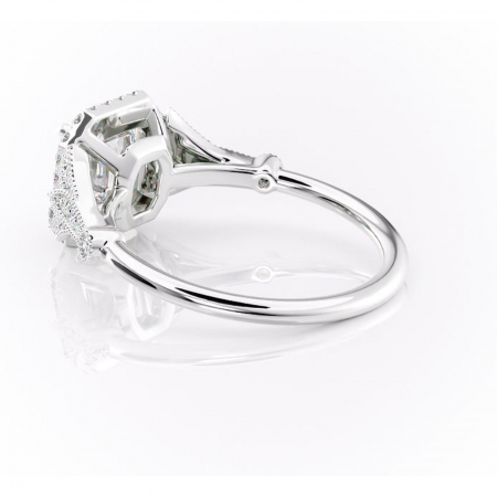 Inel de logodnă Citrina din aur Alb 14kt cu moissanite tăietură asscher – Halo rafinată pentru profil mediu | Personalizează și configurează gratuit online [4]