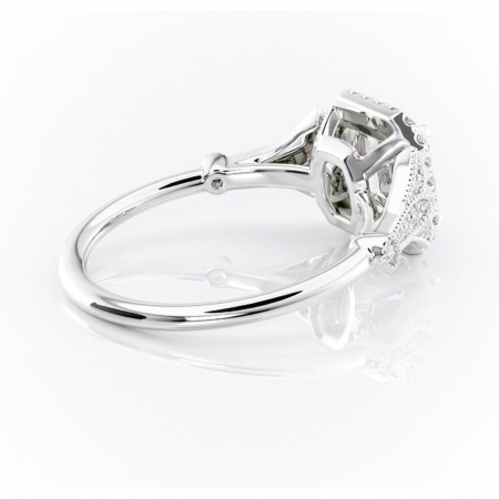 Inel de logodnă Citrina din aur Alb 14kt cu moissanite tăietură asscher – Halo rafinată pentru profil mediu | Personalizează și configurează gratuit online [2]