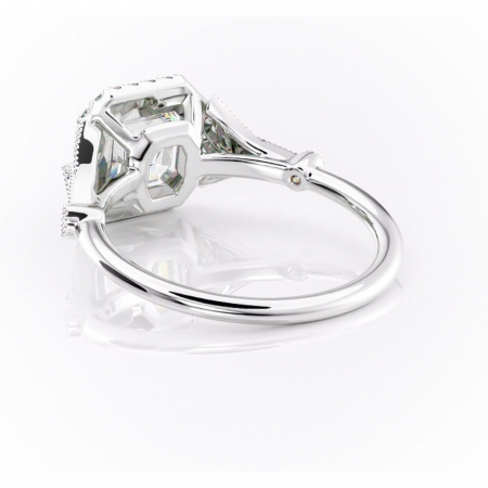 Inel de logodnă Citrina din aur Alb 14kt cu moissanite tăietură asscher – Halo rafinată pentru profil mediu | Personalizează și configurează gratuit online [3]
