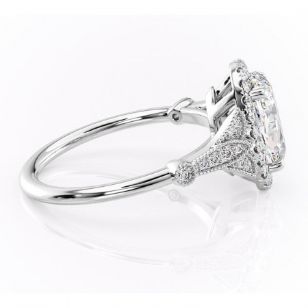 Inel de logodnă Citrina din aur Alb 14kt cu moissanite tăietură ovală – Halo rafinată pentru profil mediu | Personalizează și configurează gratuit online [1]