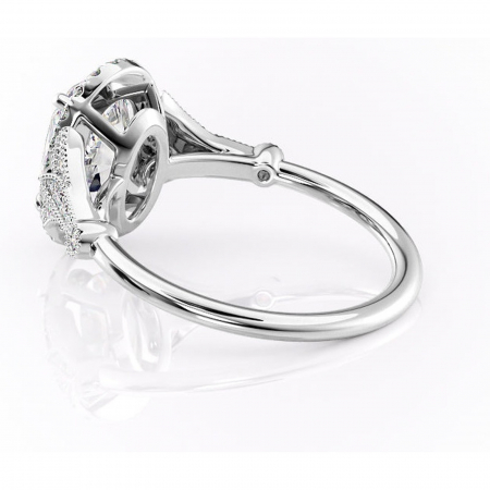 Inel de logodnă Citrina din aur Alb 14kt cu moissanite tăietură ovală – Halo rafinată pentru profil mediu | Personalizează și configurează gratuit online [4]