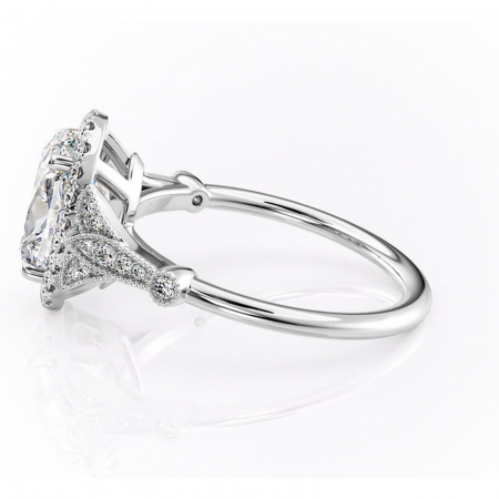 Inel de logodnă Citrina din aur Alb 14kt cu moissanite tăietură ovală – Halo rafinată pentru profil mediu | Personalizează și configurează gratuit online [5]