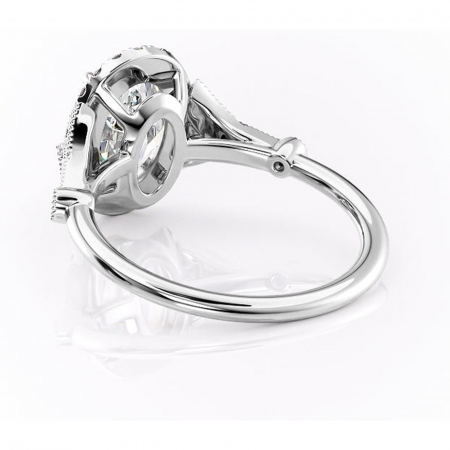 Inel de logodnă Citrina din aur Alb 14kt cu moissanite tăietură ovală – Halo rafinată pentru profil mediu | Personalizează și configurează gratuit online [3]