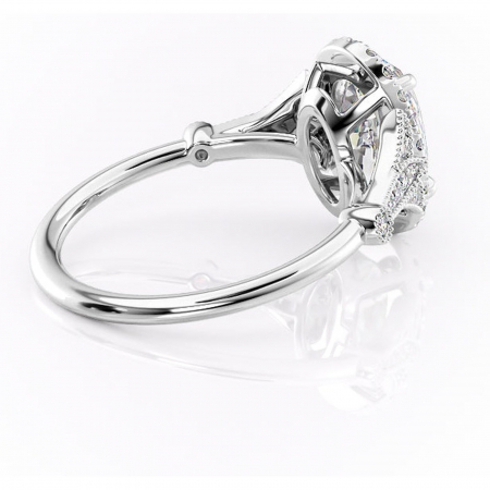 Inel de logodnă Citrina din aur Alb 14kt cu moissanite tăietură ovală – Halo rafinată pentru profil mediu | Personalizează și configurează gratuit online [2]