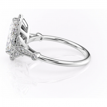 Inel de logodnă Citrina din aur Alb 18kt cu moissanite tăietură pară – Halo rafinată pentru profil mediu | Personalizează și configurează gratuit online [5]