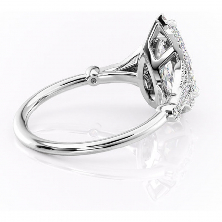 Inel de logodnă Citrina din aur Alb 18kt cu moissanite tăietură pară – Halo rafinată pentru profil mediu | Personalizează și configurează gratuit online [2]