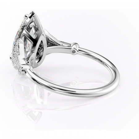 Inel de logodnă Citrina din aur Alb 18kt cu moissanite tăietură pară – Halo rafinată pentru profil mediu | Personalizează și configurează gratuit online [4]