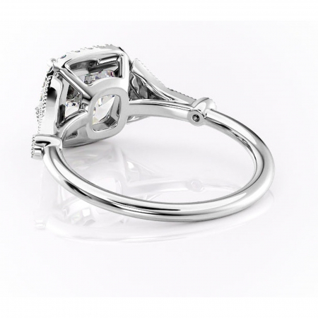 Inel de logodnă Citrina din aur Alb 14kt cu moissanite tăietură pernă – Halo rafinată pentru profil mediu | Personalizează și configurează gratuit online [3]