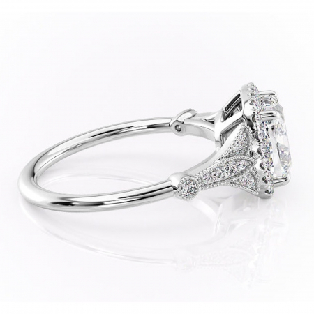 Inel de logodnă Citrina din aur Alb 14kt cu moissanite tăietură pernă – Halo rafinată pentru profil mediu | Personalizează și configurează gratuit online [1]