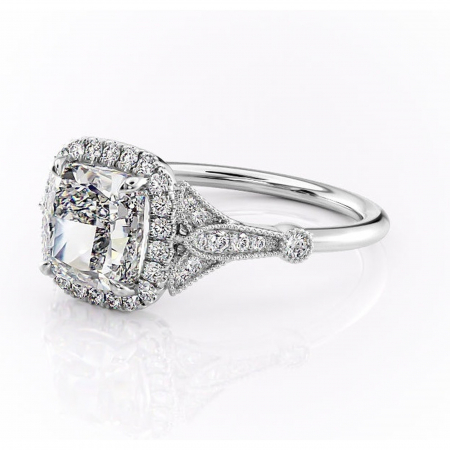 Inel de logodnă Citrina din aur Alb 14kt cu moissanite tăietură pernă – Halo rafinată pentru profil mediu | Personalizează și configurează gratuit online [6]