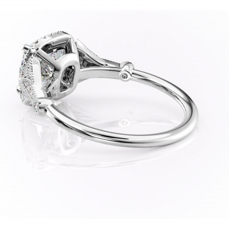 Inel de logodnă Citrina din aur Alb 14kt cu moissanite tăietură pernă – Halo rafinată pentru profil mediu | Personalizează și configurează gratuit online [4]