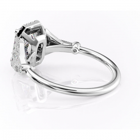 Inel de logodnă Citrina din aur Alb 18kt cu moissanite tăietură radiantă – Halo rafinată pentru profil mediu | Personalizează și configurează gratuit online [4]