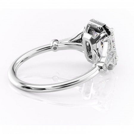 Inel de logodnă Citrina din aur Alb 18kt cu moissanite tăietură radiantă – Halo rafinată pentru profil mediu | Personalizează și configurează gratuit online [2]