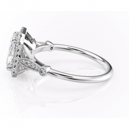 Inel de logodnă Citrina din aur Alb 18kt cu moissanite tăietură radiantă – Halo rafinată pentru profil mediu | Personalizează și configurează gratuit online [5]