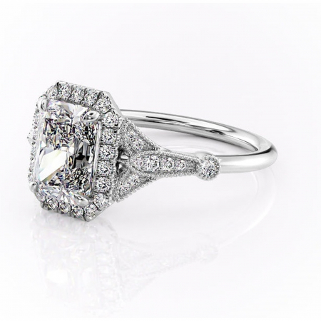 Inel de logodnă Citrina din aur Alb 18kt cu moissanite tăietură radiantă – Halo rafinată pentru profil mediu | Personalizează și configurează gratuit online [6]