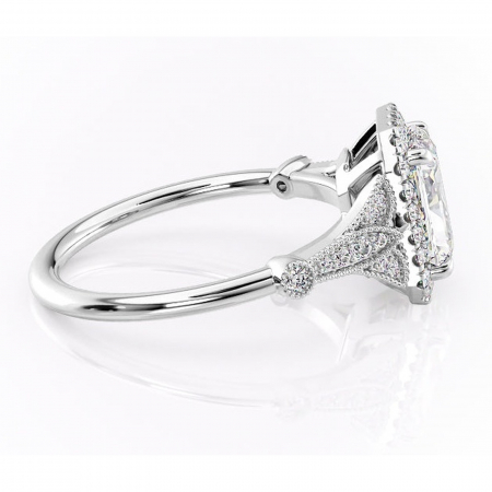 Inel de logodnă Citrina din aur Alb 18kt cu moissanite tăietură radiantă – Halo rafinată pentru profil mediu | Personalizează și configurează gratuit online [1]