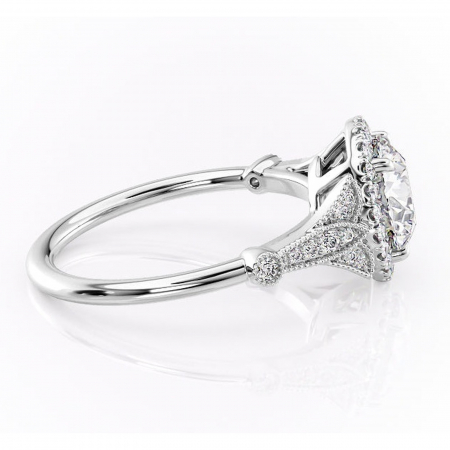 Inel de logodnă Citrina din aur Alb 14kt cu moissanite tăietură rotundă – Halo rafinată pentru profil mediu | Personalizează și configurează gratuit online [1]