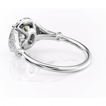 Inel de logodnă Citrina din aur Alb 14kt cu moissanite tăietură rotundă – Halo rafinată pentru profil mediu | Personalizează și configurează gratuit online [4]