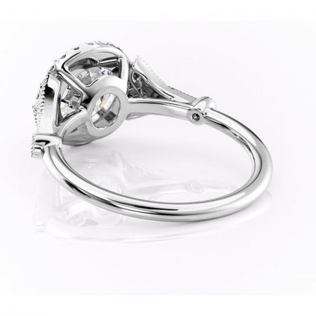 Inel de logodnă Citrina din aur Alb 14kt cu moissanite tăietură rotundă – Halo rafinată pentru profil mediu | Personalizează și configurează gratuit online [3]